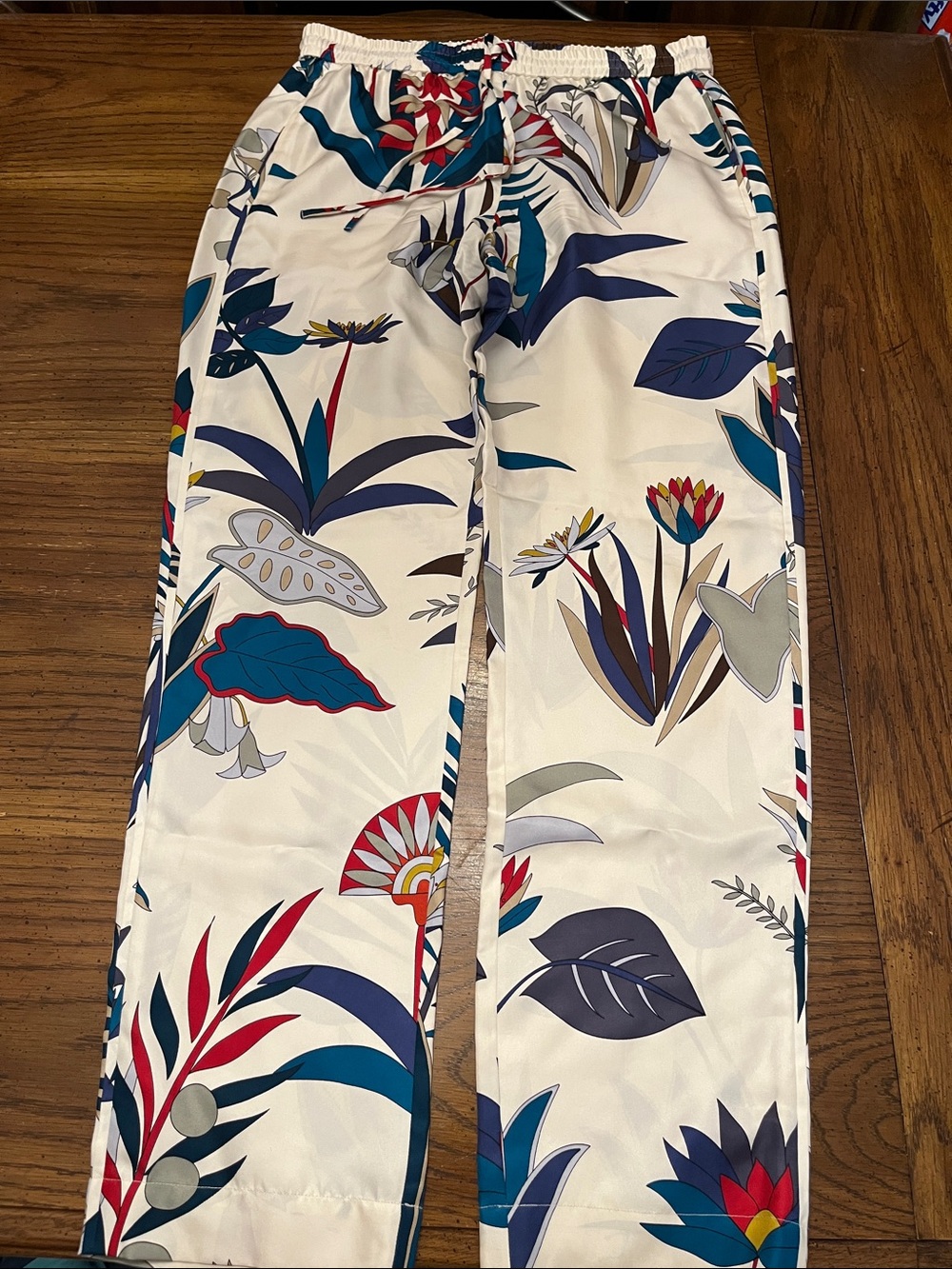 Tory Burch Adele printed silk trousers, size 4